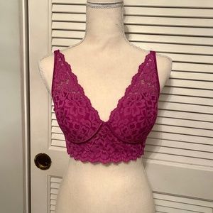 Maidenform Pure Comfort Convertible Lace Bralette 36C Raspberry Color